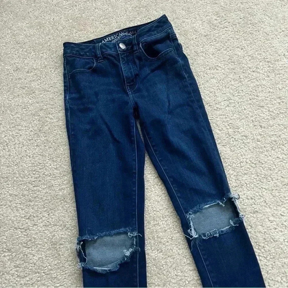 American Eagle Hi Rise Jeggings Pants Blue Women’s Size 0 Regular AEO Denim - Picture 3 of 12
